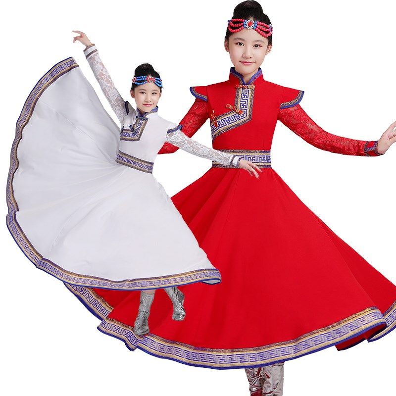 六一蒙古族儿童演出服装女少数民族鄂伦春族筷子舞台表演装男合唱