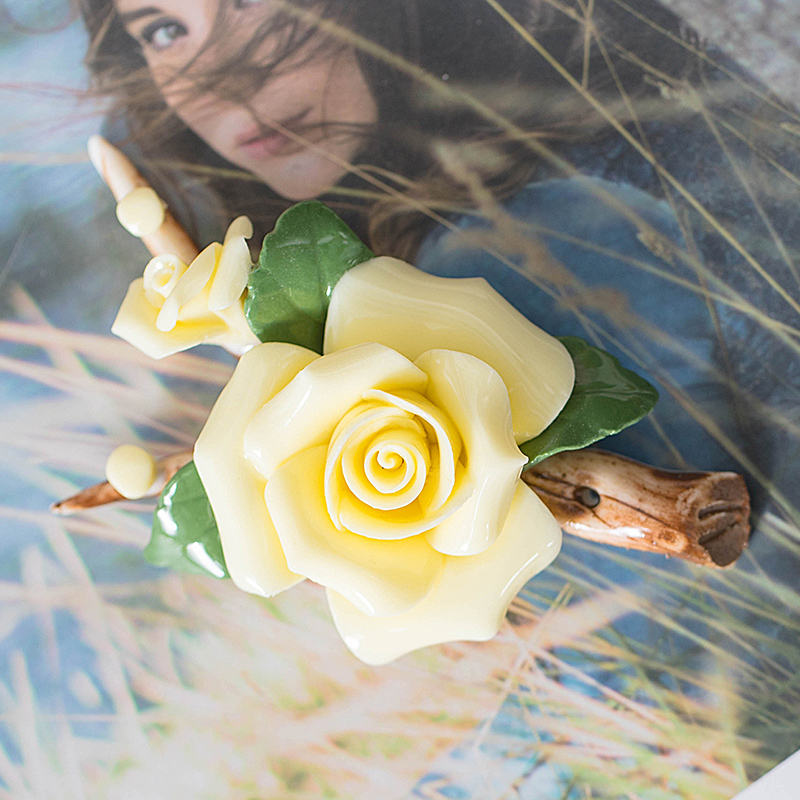 陶瓷手捏玫瑰花香插装饰小摆件家用室内客厅香薰茶桌卧室禅意茶宠