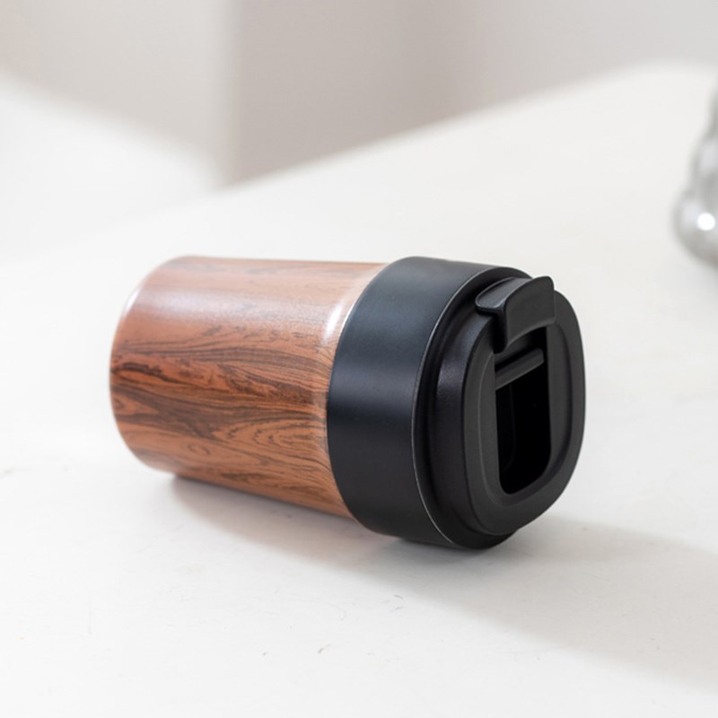 GUC梦想家高颜值轻奢咖啡保温杯子木纹复古陶瓷内胆水杯时尚简约