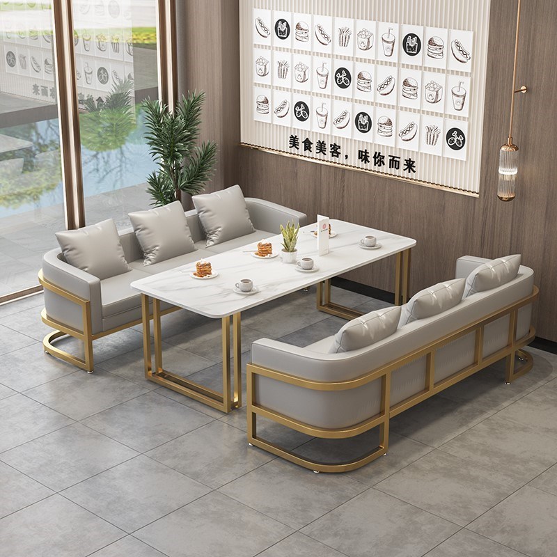 北欧咖啡厅西餐厅休闲洽谈茶楼餐吧商用奶茶店卡座沙发桌椅组合
