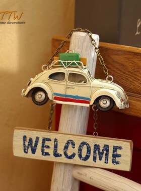 美式巴士壁挂复古汽车模型铁皮画创意店铺家居客厅餐厅墙面装饰