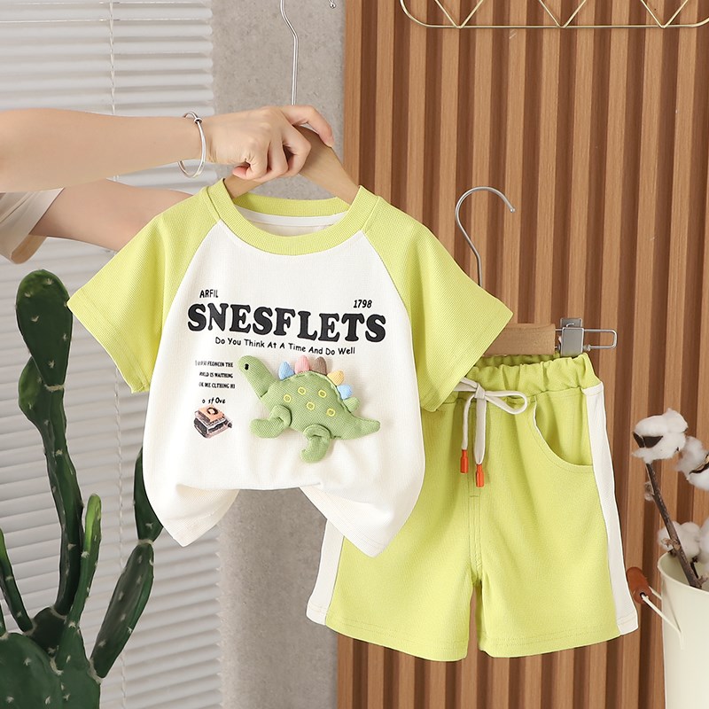 婴儿衣服网红可爱超萌卡通短袖贴身套装6七8九10个月男女宝宝夏装