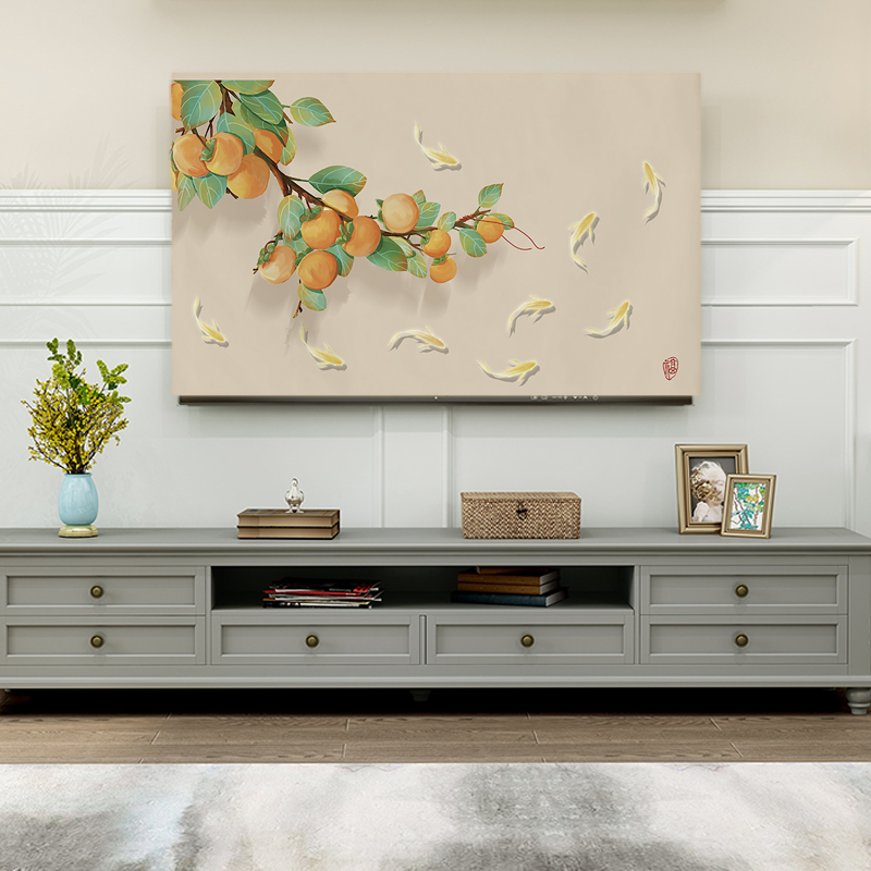 中式电视机防尘罩新款2023高档65寸75寸55寸43寸盖布盖巾遮灰