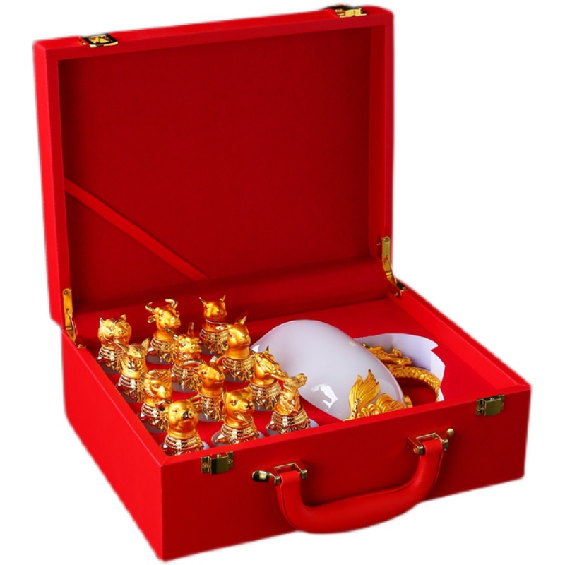 十二生肖白玉酒杯羊脂玉瓷酒具高档摆件12只圆明园兽首烈酒杯礼品