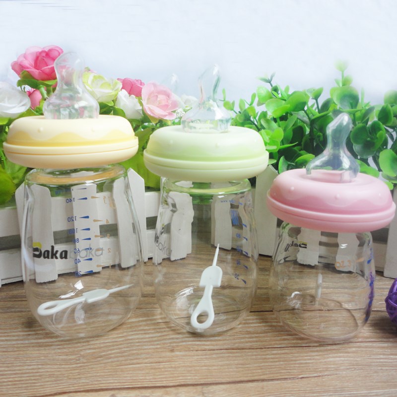 巴卡巴卡新生儿蘑菇玻璃奶瓶防胀气宝宝喝果汁喝水婴儿迷你小奶瓶