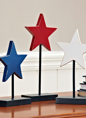 五角星星摆件饰品 欧式儿童样板房卧室装饰品 酒吧圣诞复古小摆设