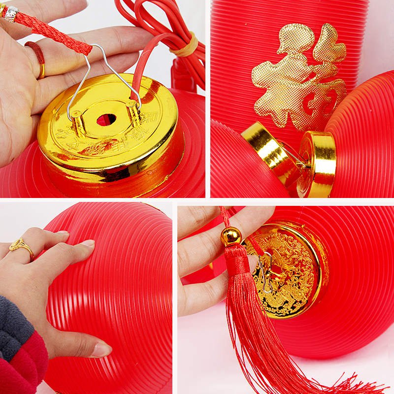 春节福字LED灯笼元旦装饰结婚塑料PVC圆冬瓜户外防水长连串灯笼