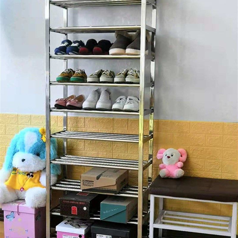 包邮高层不锈钢鞋架置物多层加厚简易家用鞋柜寝室金属靴架可定做