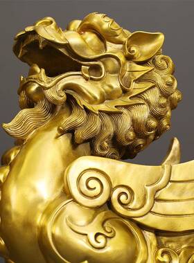 黄铜貔貅摆一对招财财皮丘铜制貔聚貅客厅办件KTV公室开特业大号