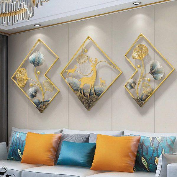 现代轻奢客厅沙发背景墙装饰卧室墙面装饰时尚银杏叶挂件铁艺壁饰,家居饰品,壁饰,淘宝优惠券,粉丝福利购,淘宝优惠卷