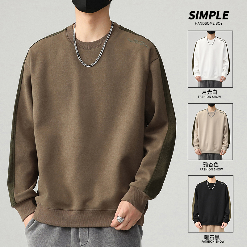 ZPTX圆领运动卫衣男款春秋季新款男士冬季加厚百搭休闲套头衫