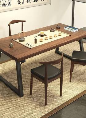 2025新喝款简茶约新中式茶椅客厅家用小QGL户型大板茶几桌茶泡桌