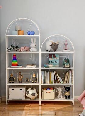 儿童书架厅置物架架床RYM头子落地客多层家用小型书柜室铁艺卧收