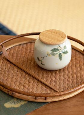 茶叶小号下新中式密封陶罐瓷手82175绘茶罐防潮家用密封釉彩罐桂