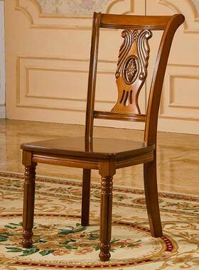 酒餐厅吃橡TJZ餐凳子会所实木餐店椅chai饭rs木质座板靠背木餐椅