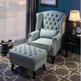 老虎椅师美现代单人沙发小户型式 酒店客房太椅366木布艺老虎凳实