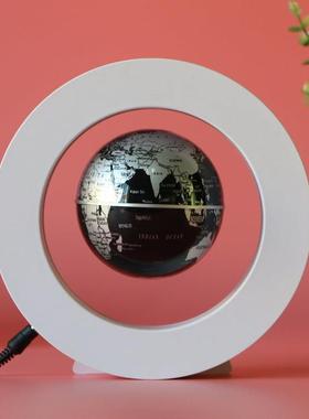 磁悬地球仪4发寸白色圆形蓝色创中文光自转Rontion家居饰品意办公