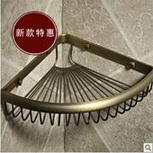 欧式 简约形转WXJ角仿古角篮网篮转角铜篮三角扇置物架三篮加厚三