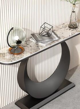 意关式岩板玄关桌半约圆玄关柜54830玄靠台现代简墙入户岩板端景