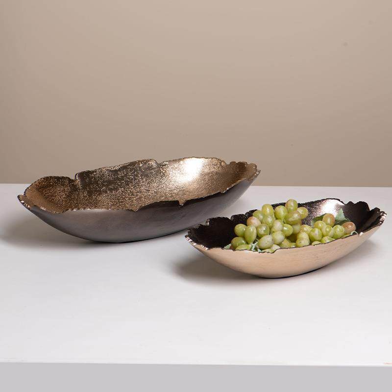 样现代轻奢圆形碎边YIH装饰品托盘椭摆板房餐厅创意家居餐桌水果