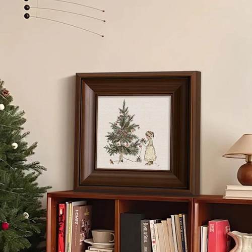 油高框级感厚重实中古胡桃相框画外木框画框架欧式复古6044挂墙