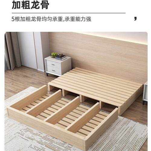 加粗加实木榻174米床板落地式密出架租屋双人卧室实木排榻骨硬实