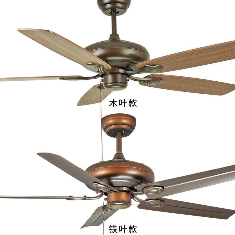 式吊扇美式仿古欧客木叶扇吊扇餐厅厅铁叶不带灯吊83991复古工程
