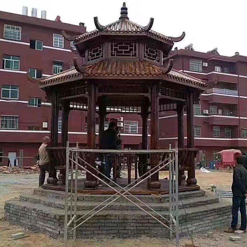 庭院墅610防木腐四亭角六别角八角古建凉室外景观园林亭子实木遮