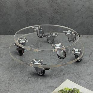 花盆KNJ盘带轮托可移动架透明亚克托力底盘花轮盘带万向轮滚底座