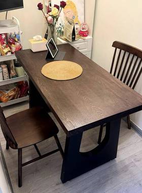 实木餐桌胡桃木木客厅OTF椅餐原桌大长书桌工台大板一体作会议办