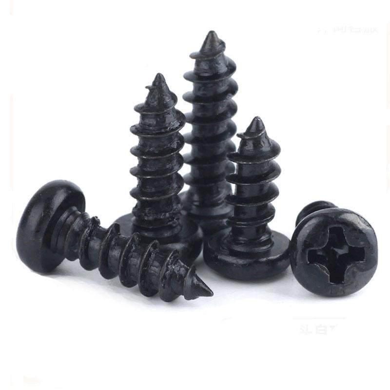 P1A黑色PMX十字圆头加硬自攻小螺丝盘头微型自攻小螺钉1.4/MM./6M