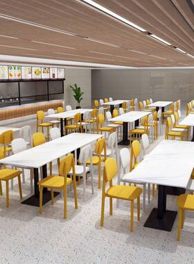 学员校学生食堂组岩合板餐桌公司工厂工饭堂餐椅饮店4人ELZ连体桌