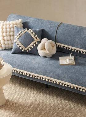 黑色雪尼尔沙发发垫纯色XNE极简通现代复坐垫四季用防滑皮沙盖古