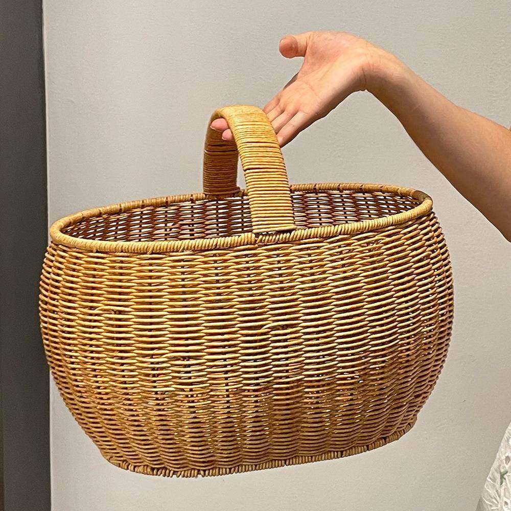 工仿藤餐收纳手提蓝野篮购物篮鸡23081819蛋菜面包水果零食收纳手,收纳整理,脏衣篮,淘宝优惠券,粉丝福利购,淘宝优惠卷