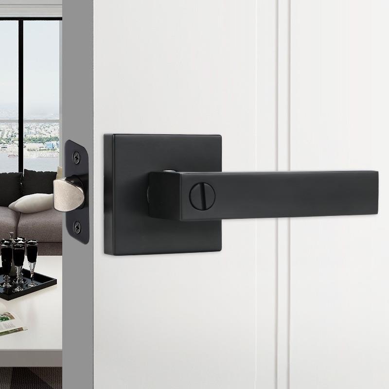 美式械机门锁卧木门锌合室门把手金家用卫生8807间浴室重型三杆执