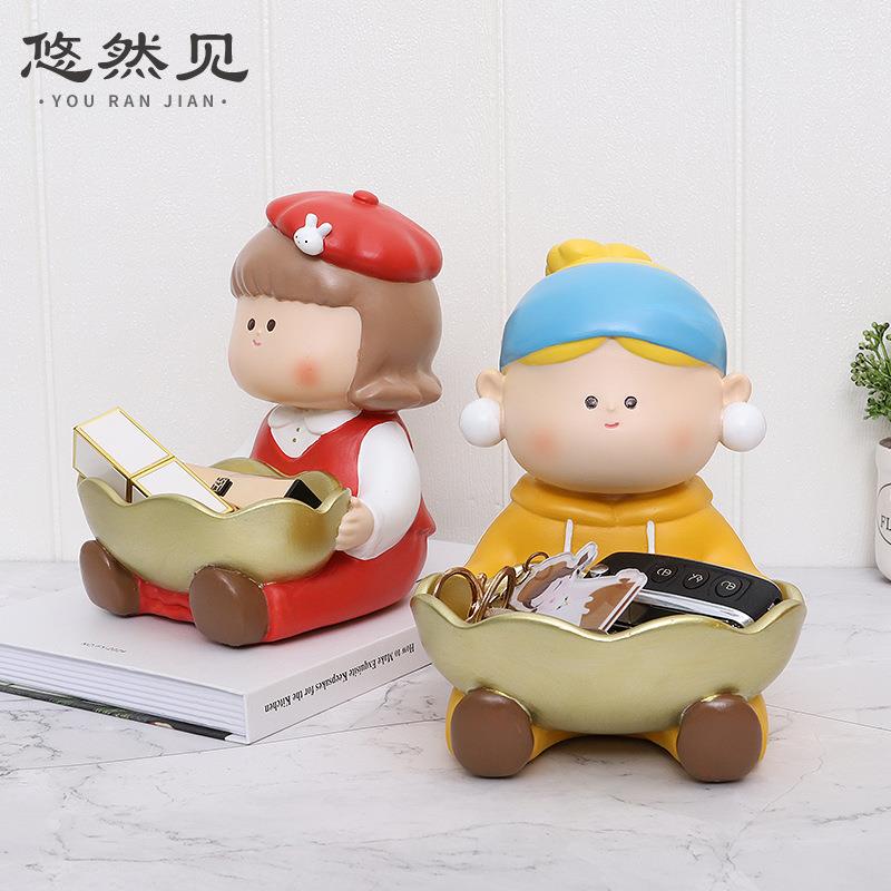 唐圆悠然创见意小礼物子家居装饰品玄关R9A6M0桌面钥匙收纳盒树脂