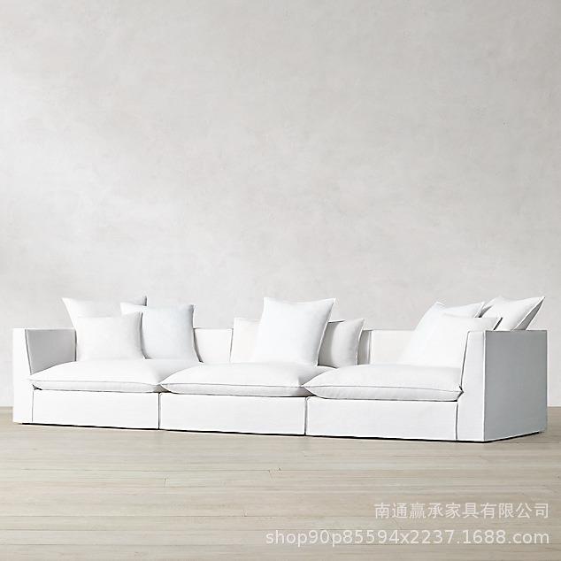 意式现代简约布色艺沙发组RH具北欧实木美式极简2023-101白三人合