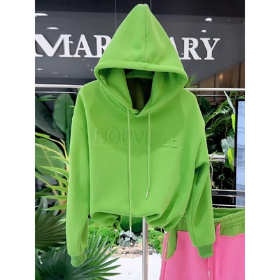 绿色连帽卫衣女2025秋季新款高级感时尚洋气长袖外套宽松休闲上衣
