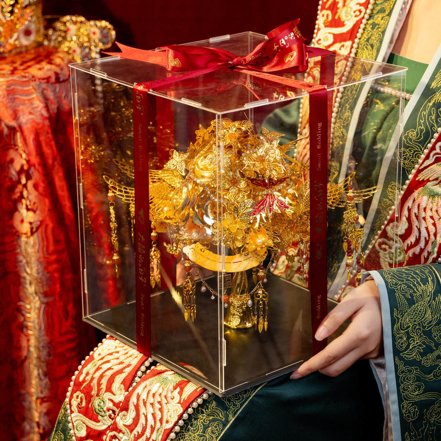 高级轻奢金色手捧花diy材料包重工新娘出嫁领证捧花权杖新婚礼物