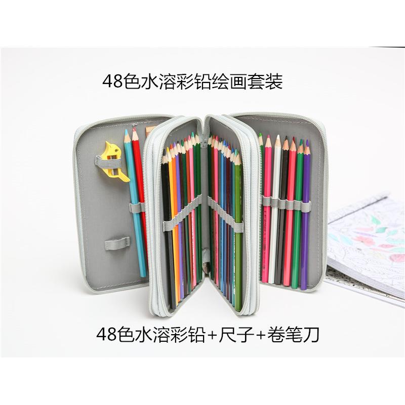 直销48色水溶性彩铅笔袋绘画涂鸦填色套装儿童生日礼品小学生