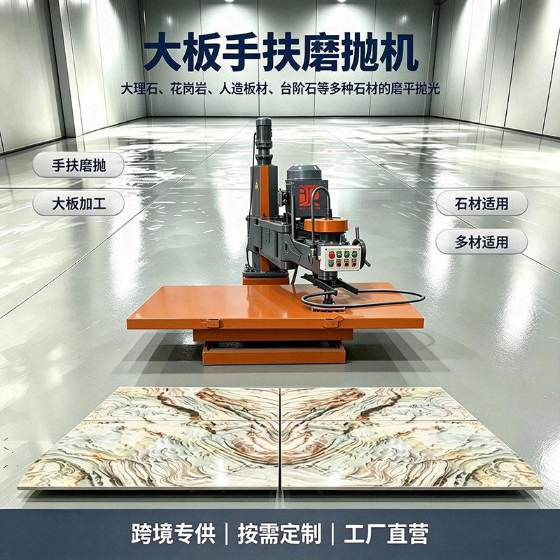 大板手扶磨一体机自动翻板料台磨机大理石磨光设备双速电动磨石机