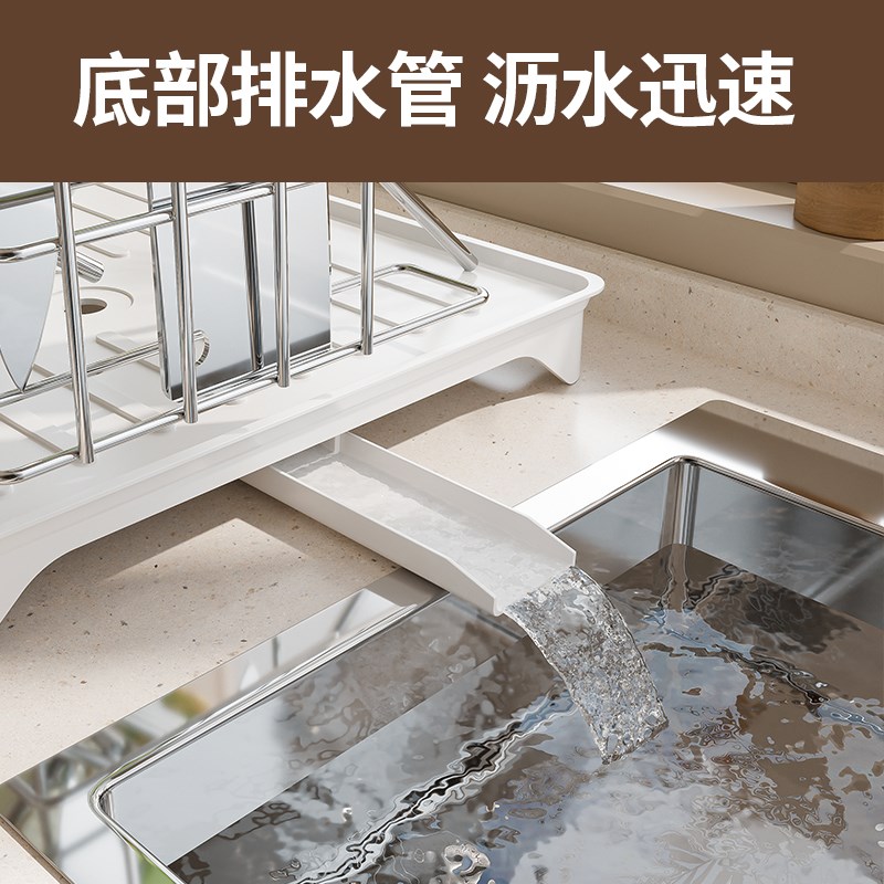 2024新款排水碗架厨房沥水碗筷架碗盘置物架不锈钢碗碟餐具收纳架