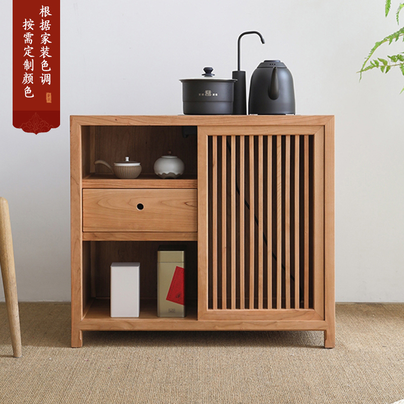 新中式茶水柜茶桌烧水柜茶桌边柜小型 可移动 小茶台边柜烧水实木