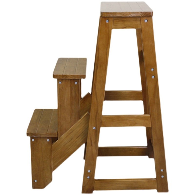 全实木北欧折叠梯家用实木梯凳三层楼梯椅多功能登高梯子花架两用