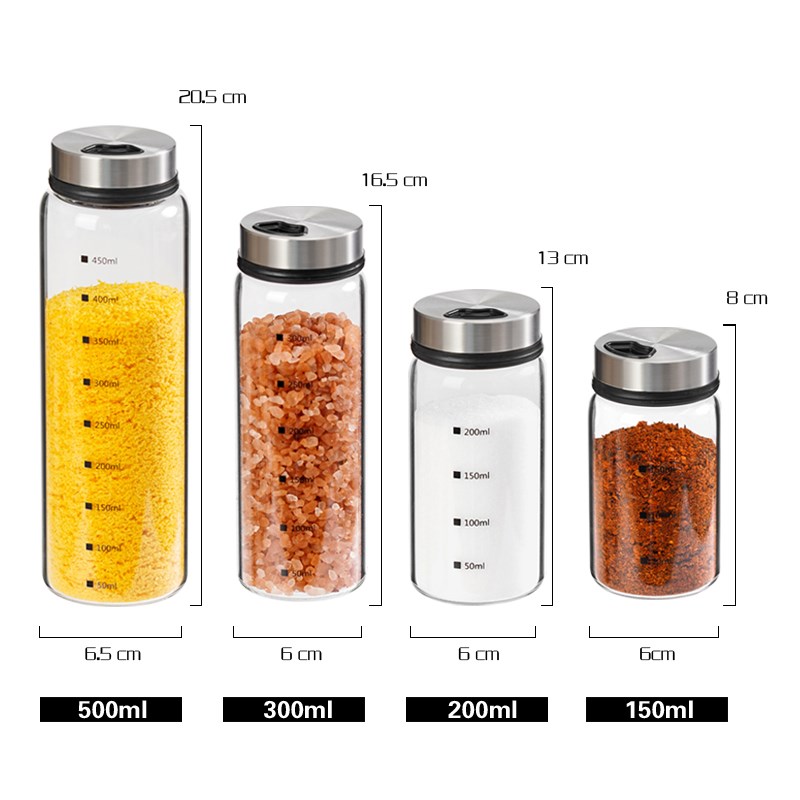 玻璃调料罐烧烤家用调味料瓶罐组合套装厨房味精盐罐不锈钢撒料瓶