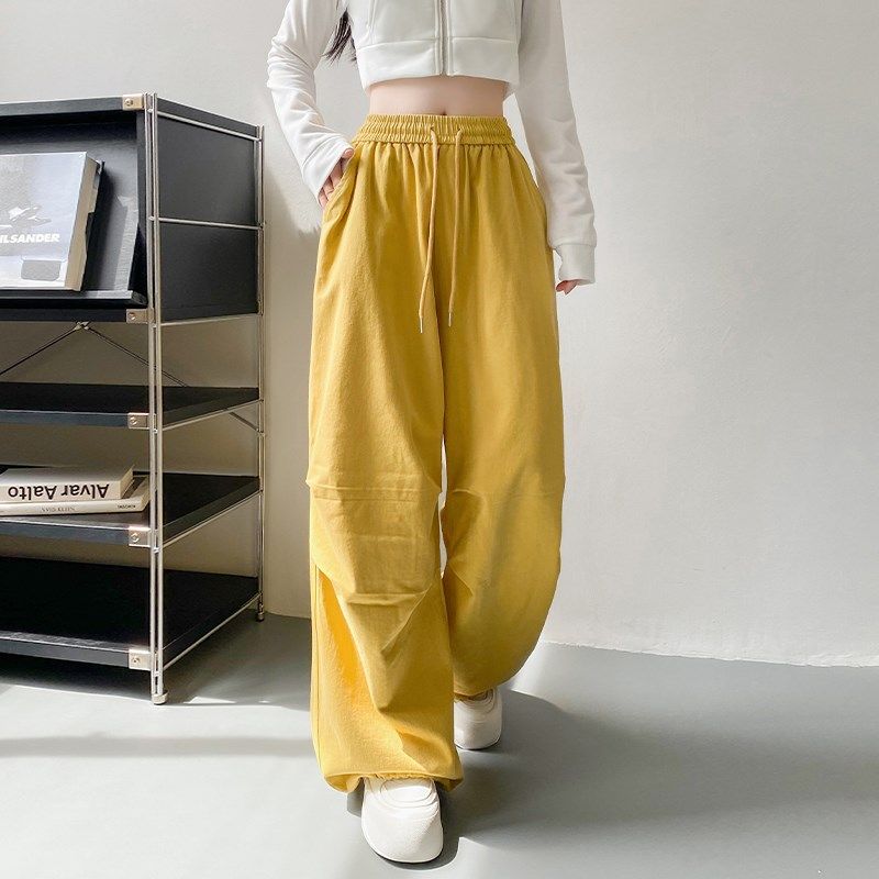 大码宽松显瘦阔腿裤女秋季新款胖mm抽绳束脚休闲裤垂感拖地阔腿裤,女装/女士精品,大码裤装,淘宝优惠券,粉丝福利购,淘宝优惠卷