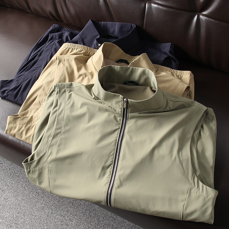 柜2000 意式Z系新型缎面锦氨弹力春夏男士商务立领马甲薄背心外套