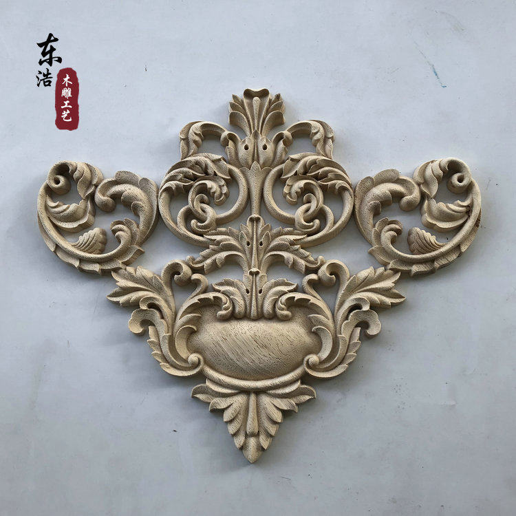 东阳木雕角花 欧式护墙板门花装饰实木雕花片