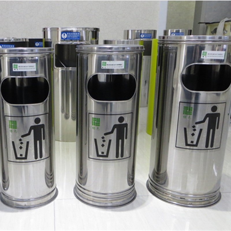 不锈钢垃圾桶圆筒果皮桶烟灰缸大堂大厅机场商场医院宾馆酒店包邮