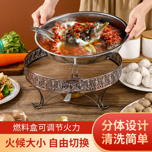 新款剁椒鱼头锅专用锅固体酒精炉加热烤鱼盘牛蛙干锅锅具家用套装
